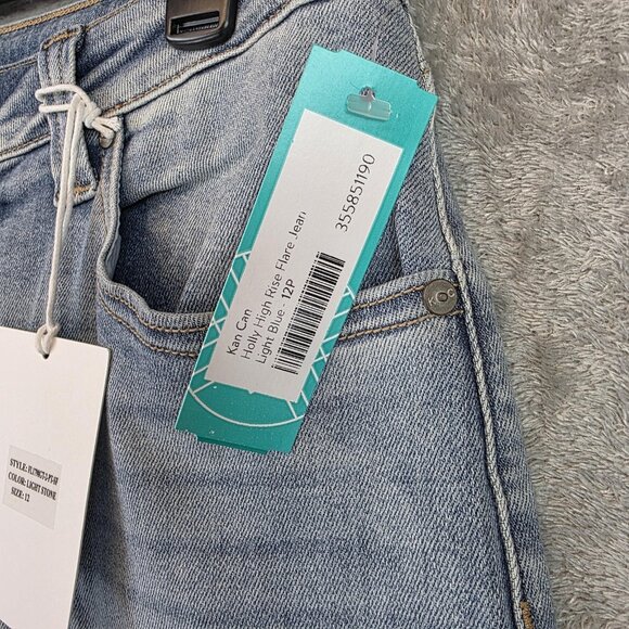 KanCan Holly High Rise Flare Jeans Womens 12 Light Stone Blue Stretch Denim New - Picture 3 of 13